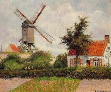  Wind Canvas - windmill at knokke belgium 1894 Camille Pissarro